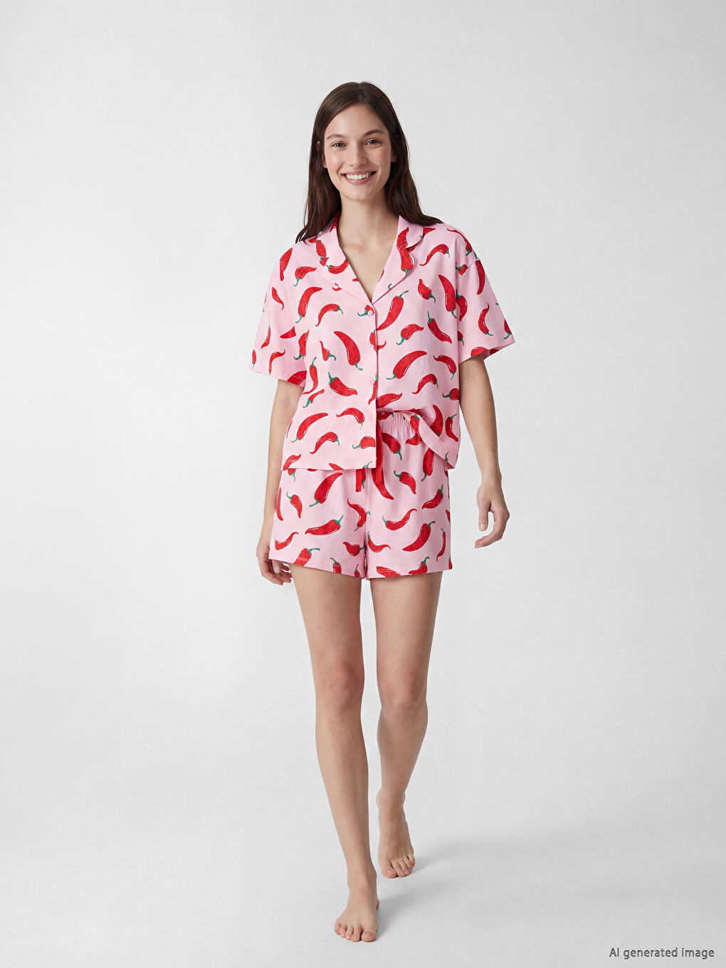 Collared Neck Women's Shortie Pyjama Set-1