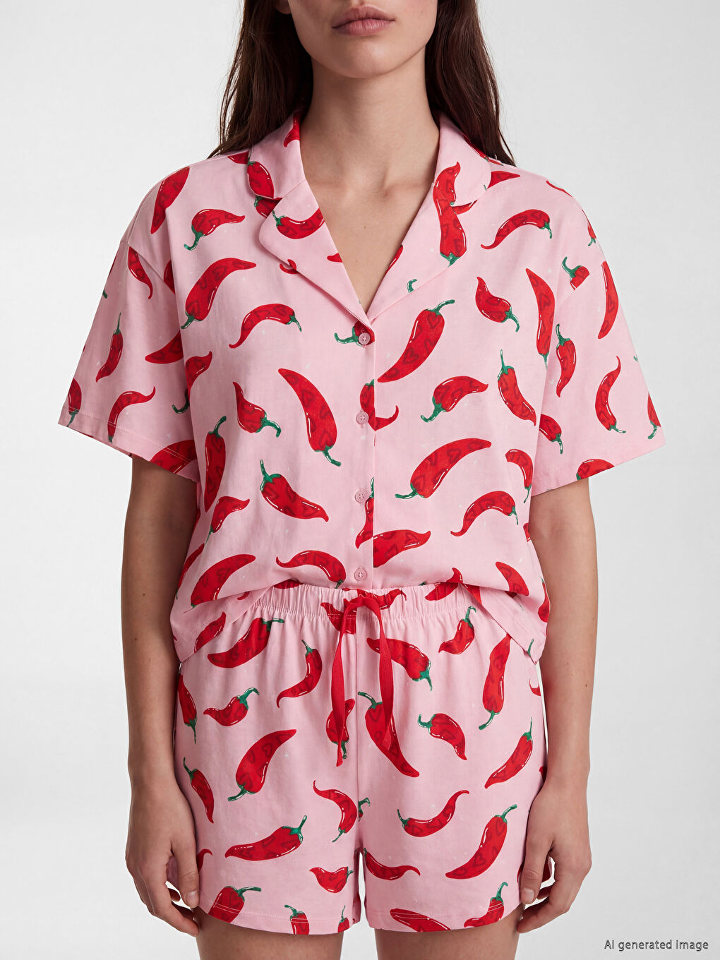 Collared Neck Women's Shortie Pyjama Set-2