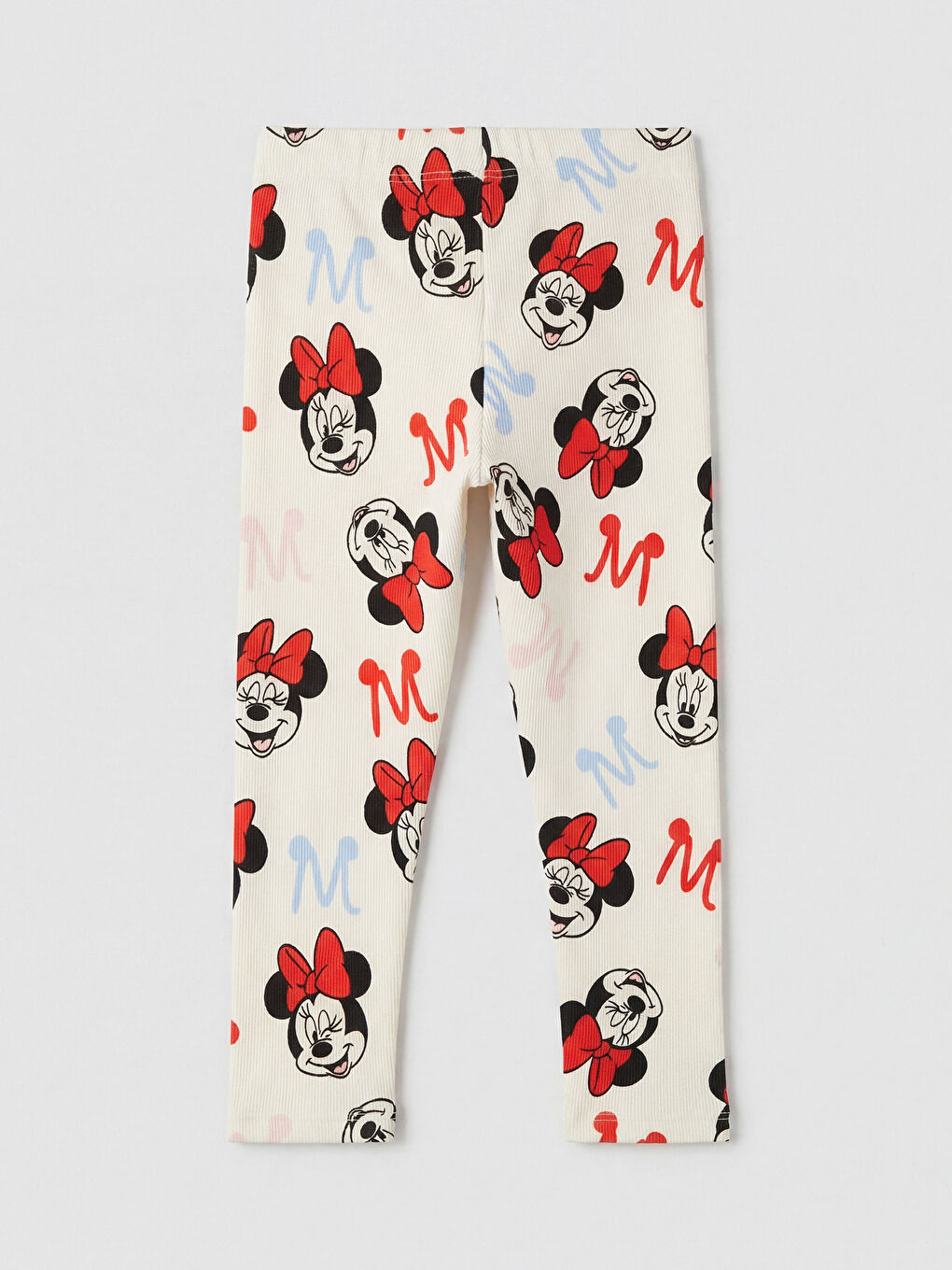 Ekru Kız Çocuk Minnie Mouse Baskılı Fitilli Tayt-1