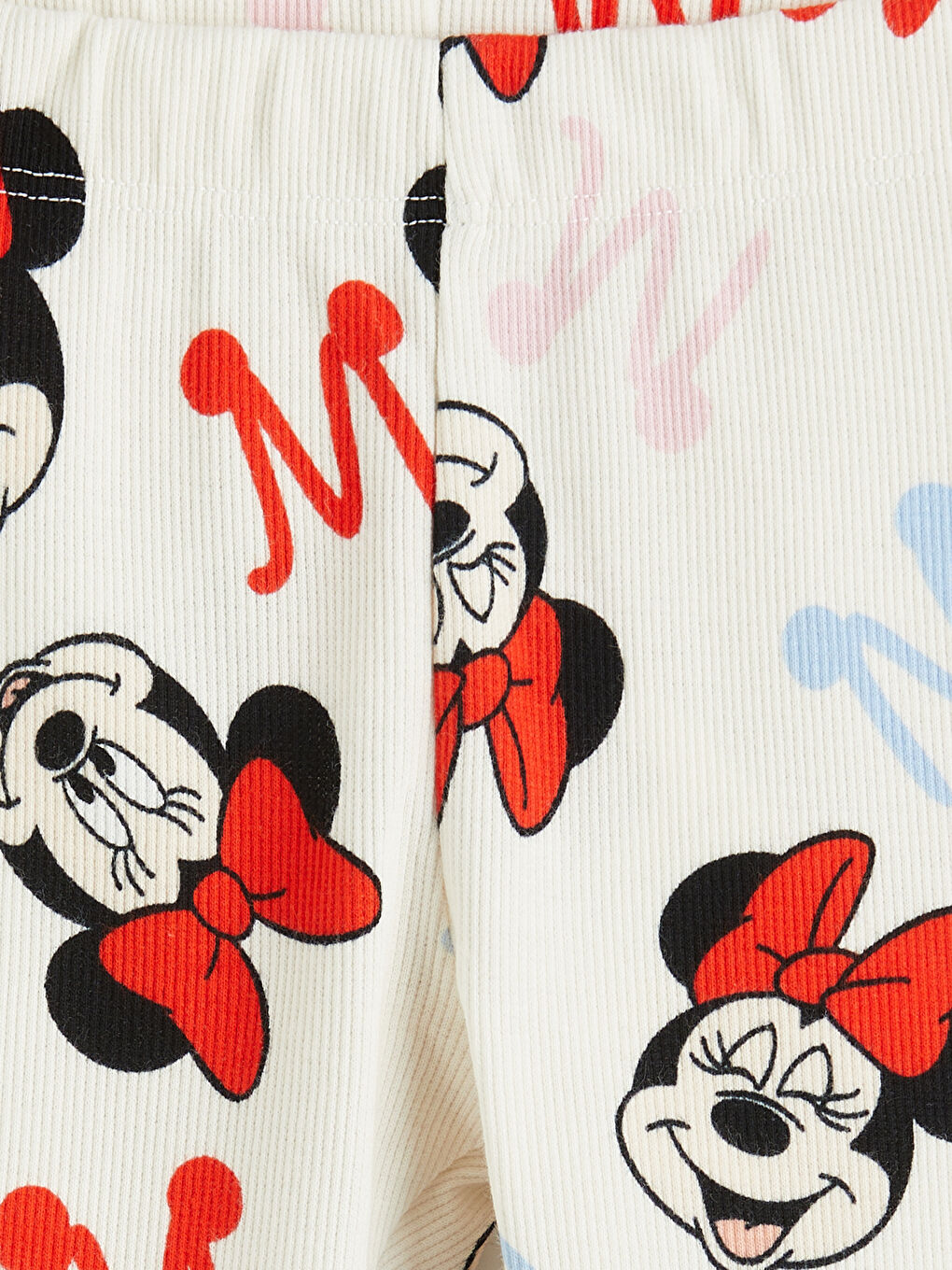 Ekru Kız Çocuk Minnie Mouse Baskılı Fitilli Tayt-2