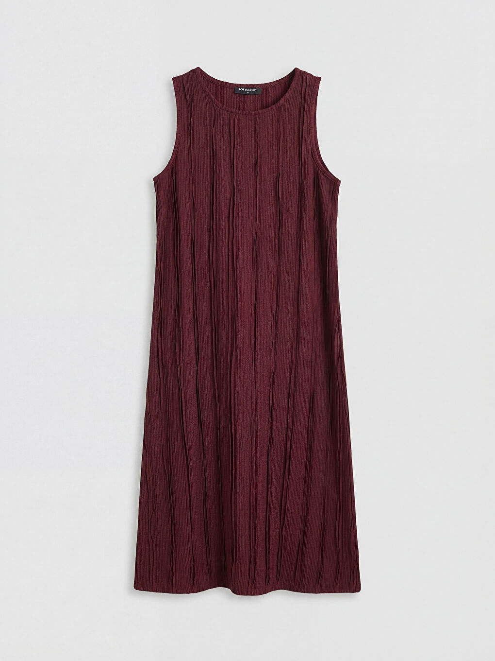 Текстурное платье А-силуэта с круглым вырезом-3