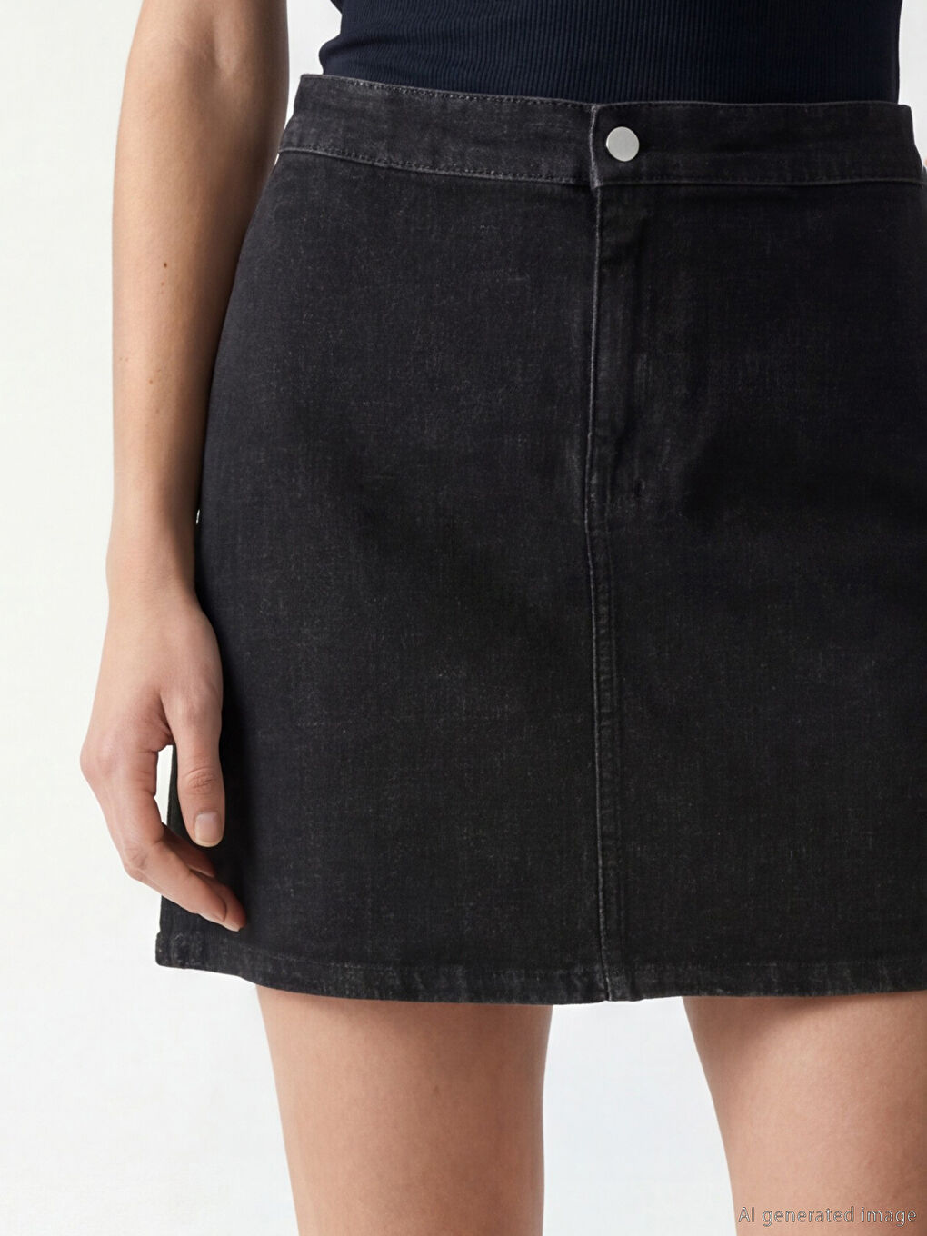 Siyah Regular Fit Mini Jean Etek-2