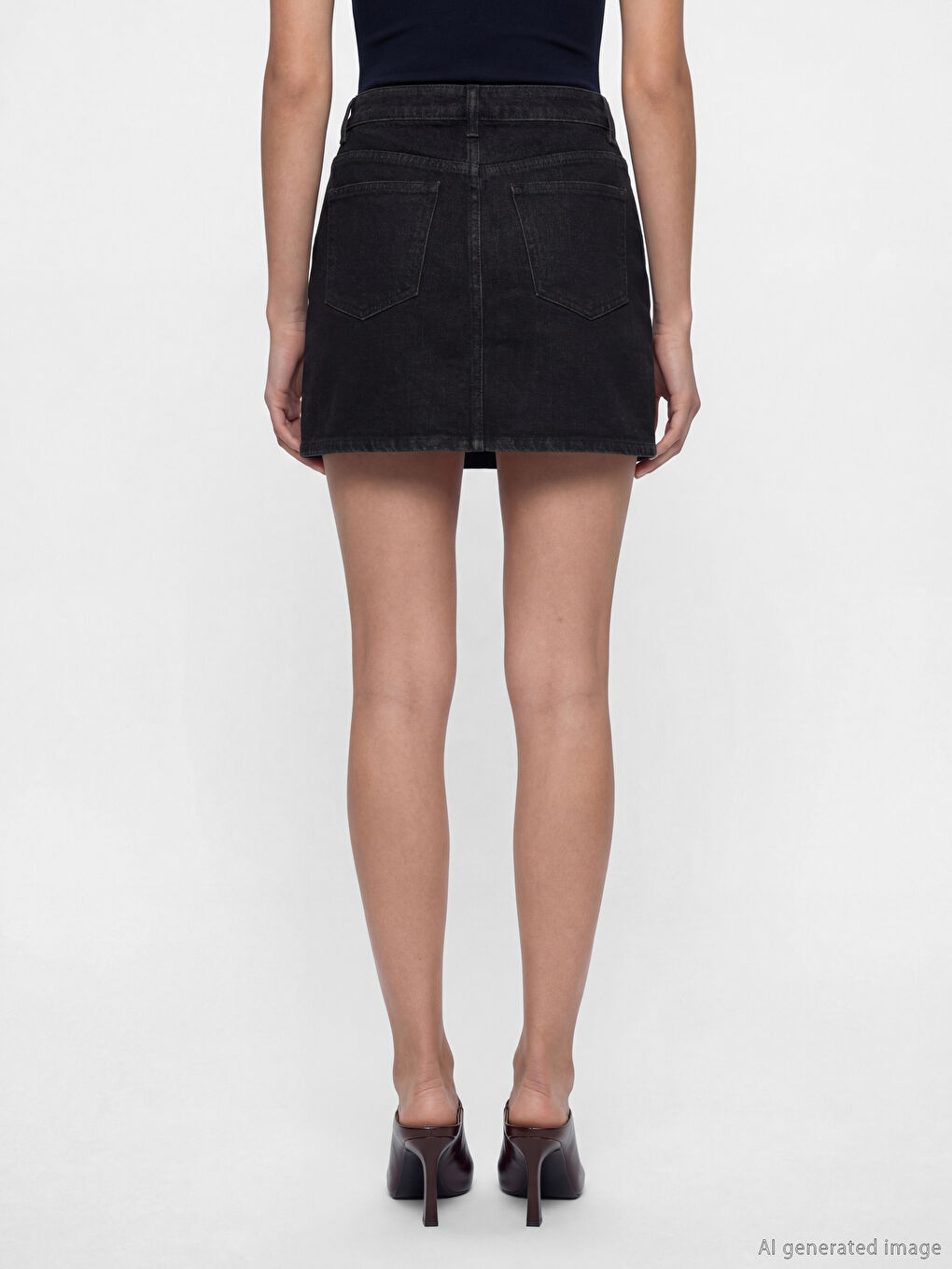 Siyah Regular Fit Mini Jean Etek-3