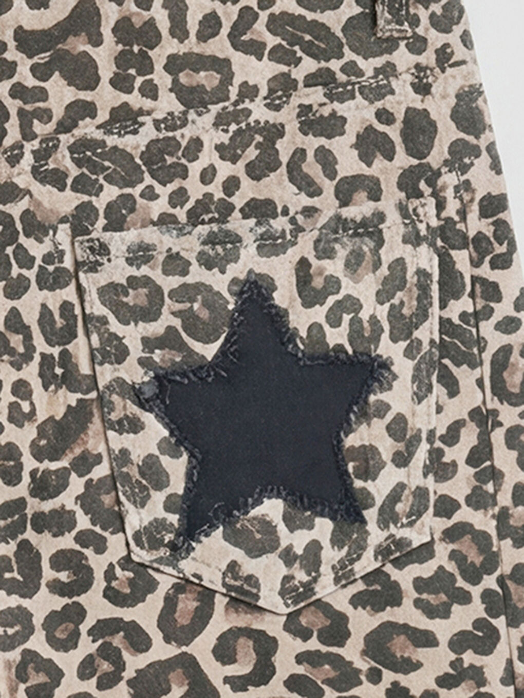 Bej Wideleg Leopar Desenli Kız Çocuk Pantolon-2