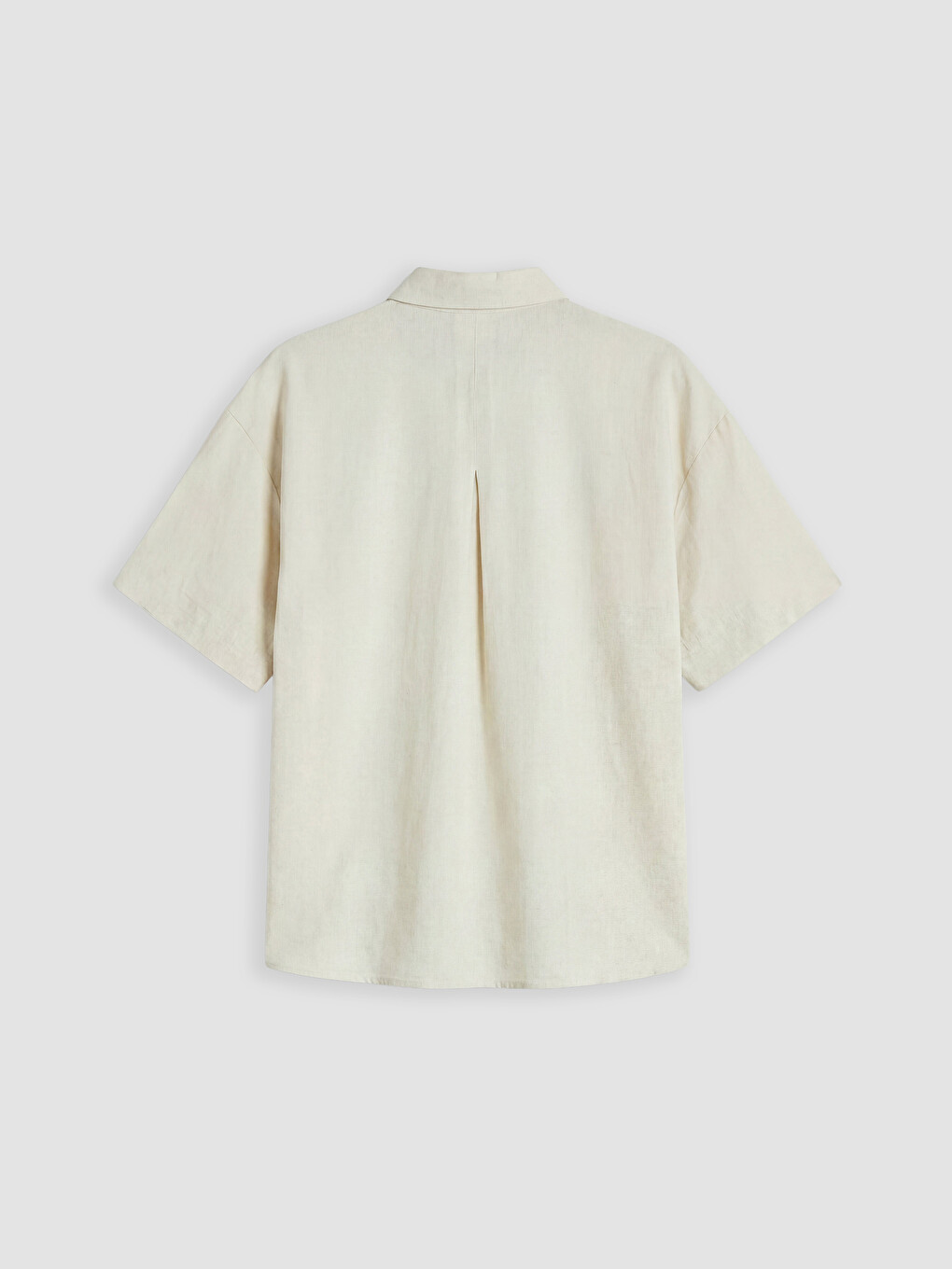 Bej Oversize Keten Karışımlı Kadın Gömlek-5