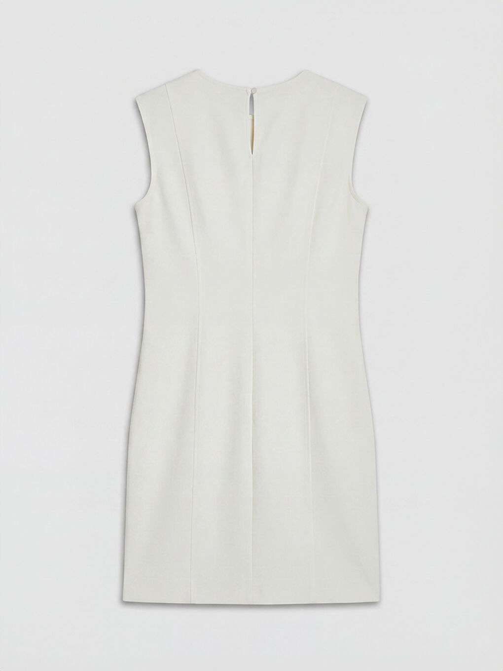 Beyaz Belden Oturtmalı Mini Jean Elbise-1