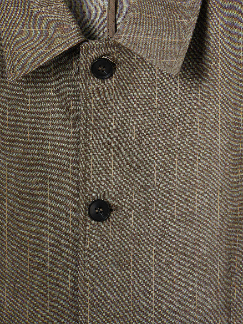 Kahverengi Loose Fit Çizgili Keten Karışımlı Erkek Blazer Ceket-2