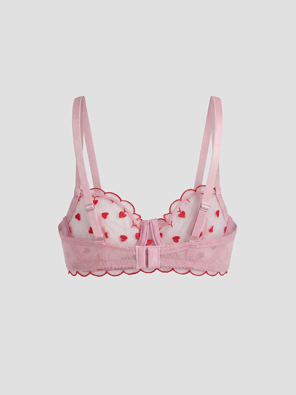 Pembe Balenli Dolgusuz Kalpli Fantezi Tişört Sütyen-1