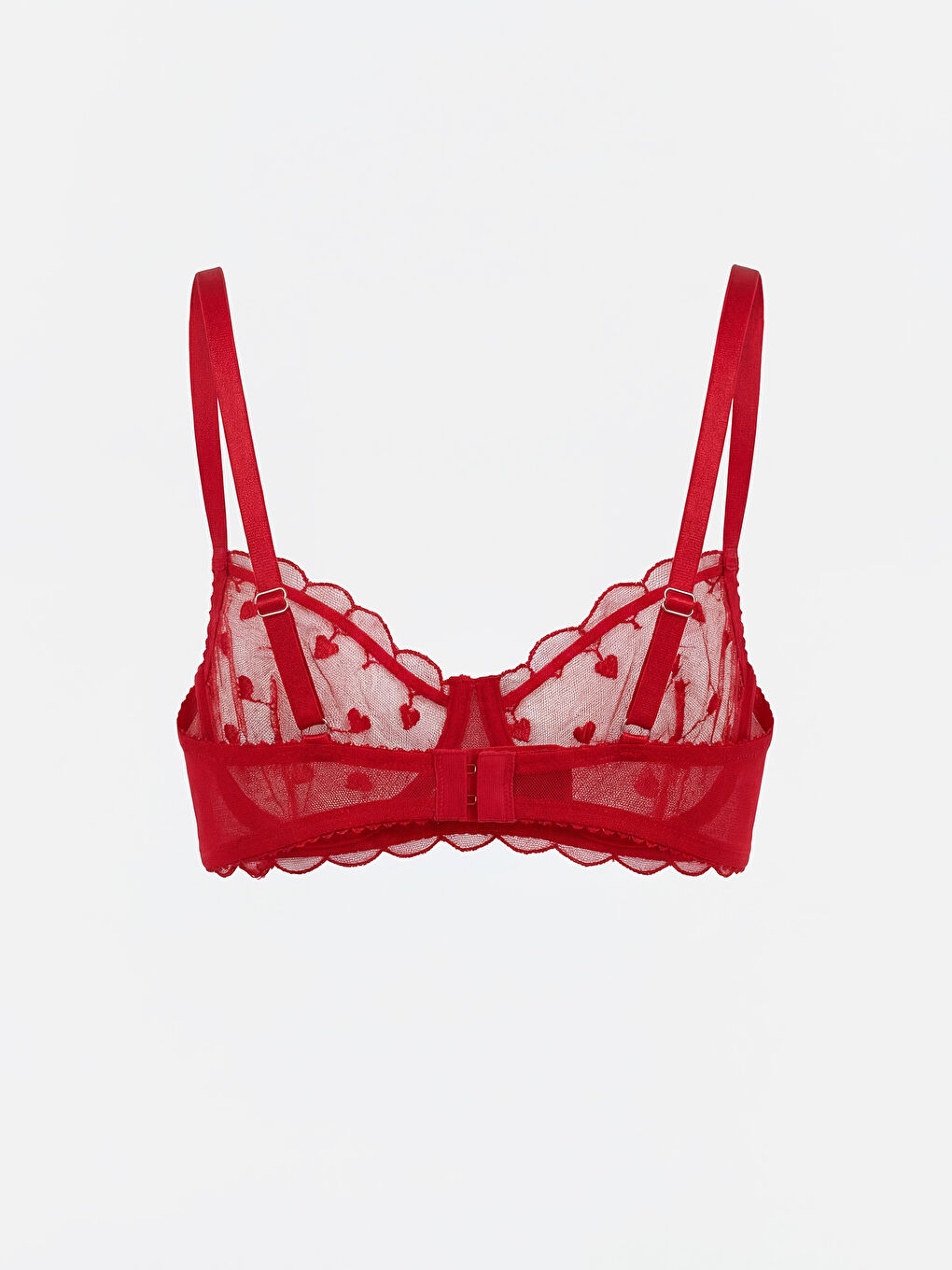 Kırmızı Balenli Dolgusuz Kalpli Fantezi Tişört Sütyen-1