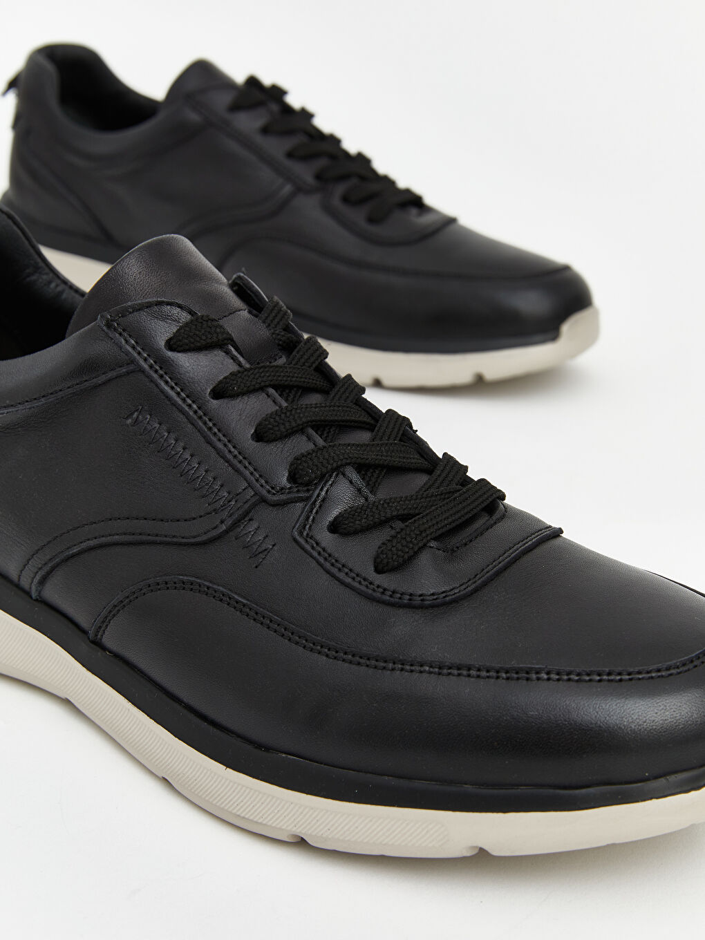 Siyah Hakiki Deri Erkek Spor Ayakkabı-2