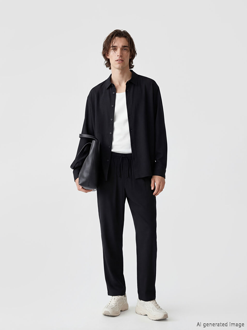 Siyah Rahat Kalıp Erkek Pantolon