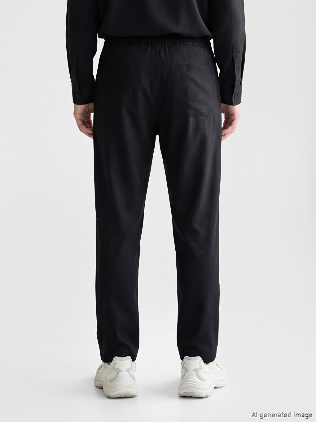 Siyah Rahat Kalıp Erkek Pantolon-2