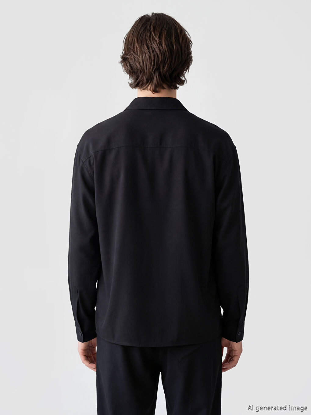 Siyah Regular Fit Erkek Gömlek-2