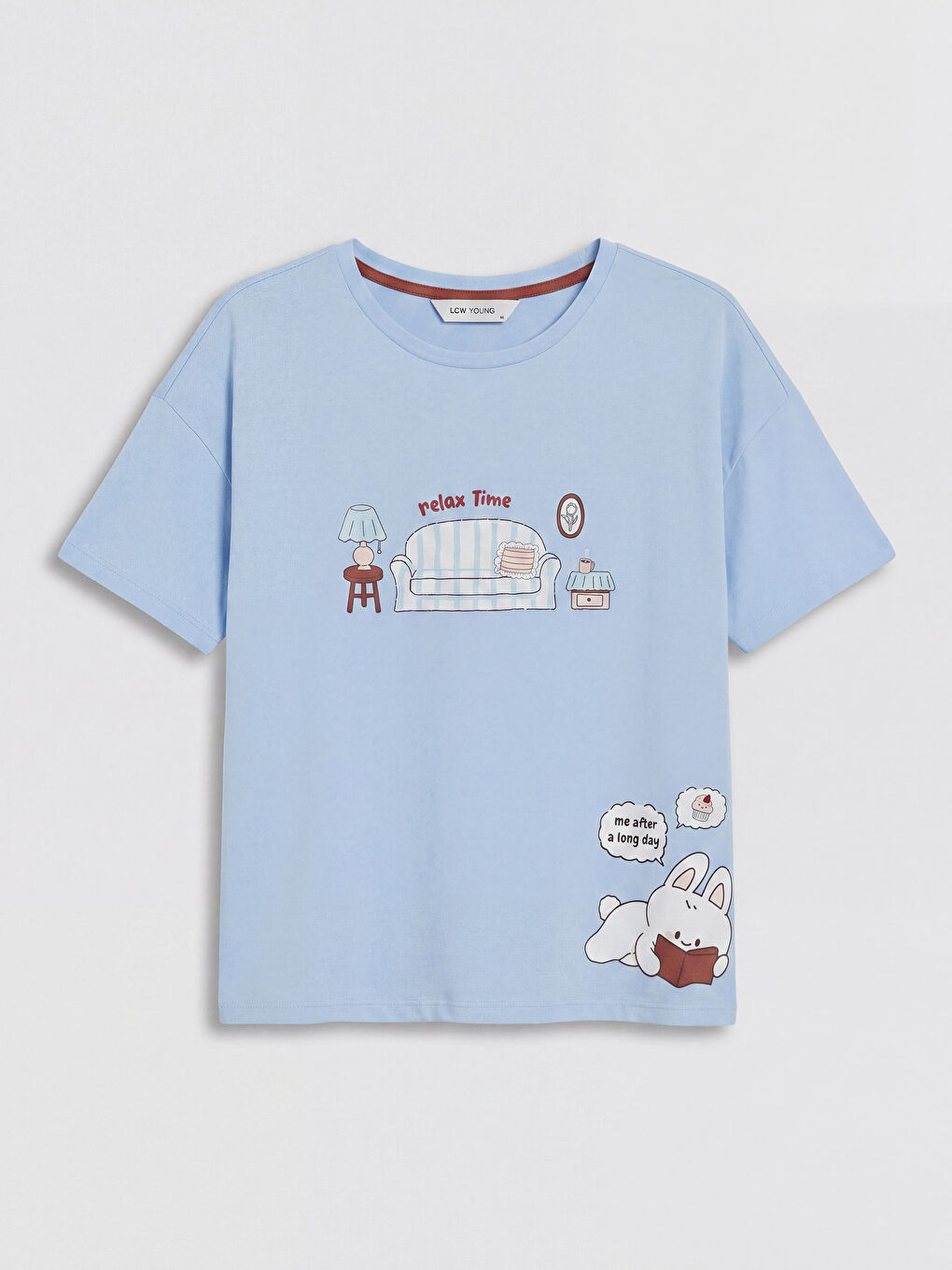 Mavi Baskılı Kadın Şortlu Pijama Takımı-1