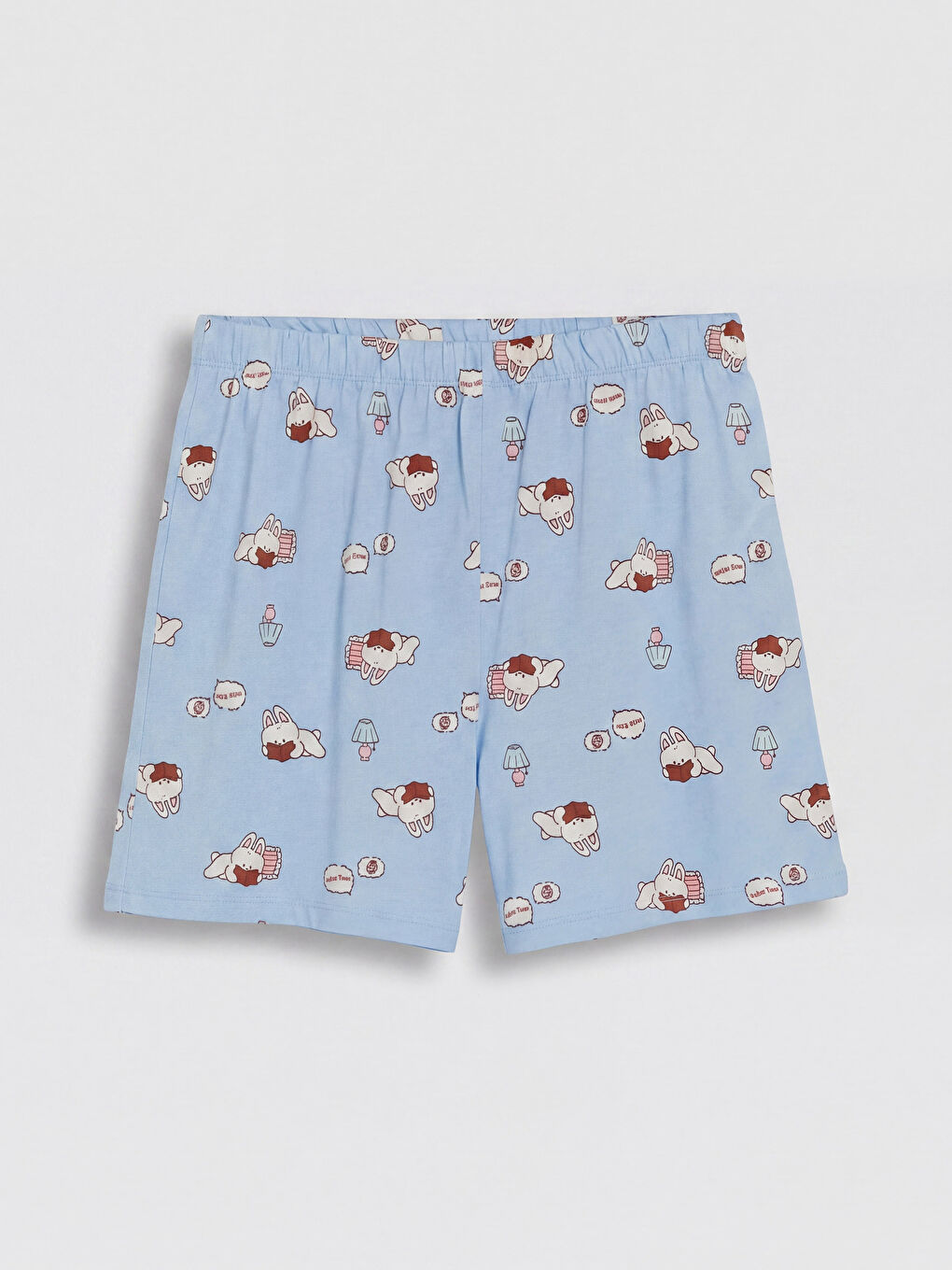 Mavi Baskılı Kadın Şortlu Pijama Takımı-3