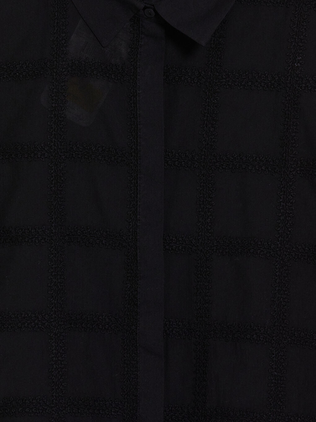 Siyah Kare Nakışlı Kadın Gömlek-2