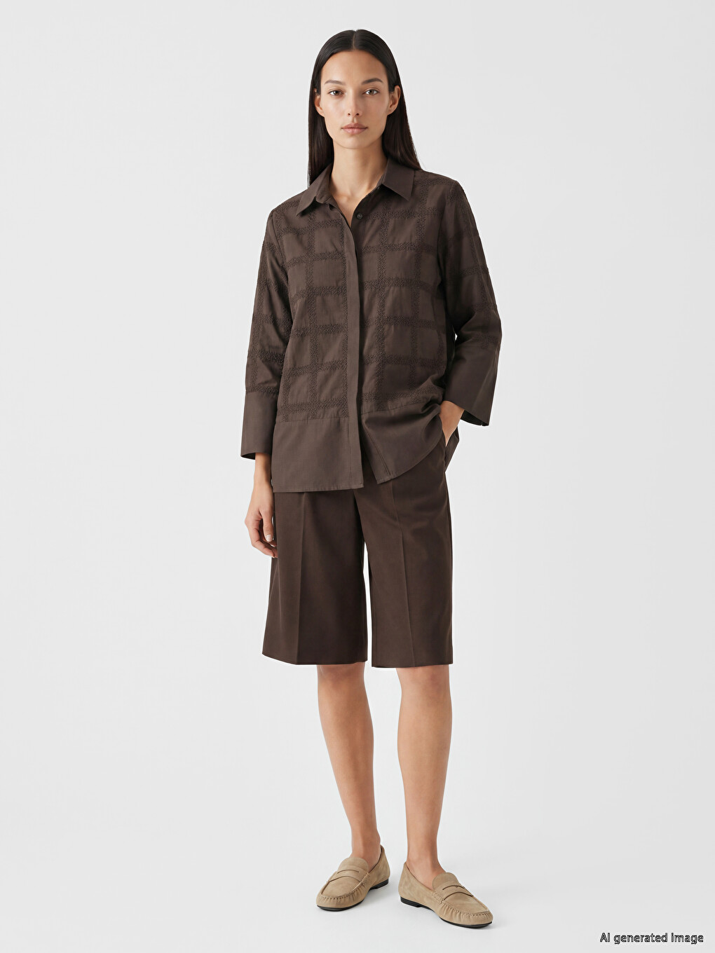 Square Embroidered Women's Shirt-1