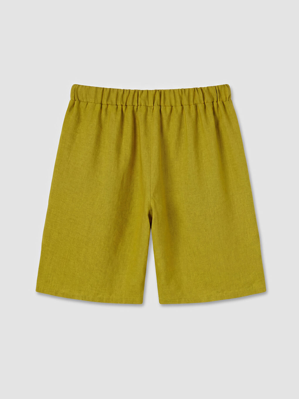 Yeşil Beli Lastikli Kadın Pileli Şort-1