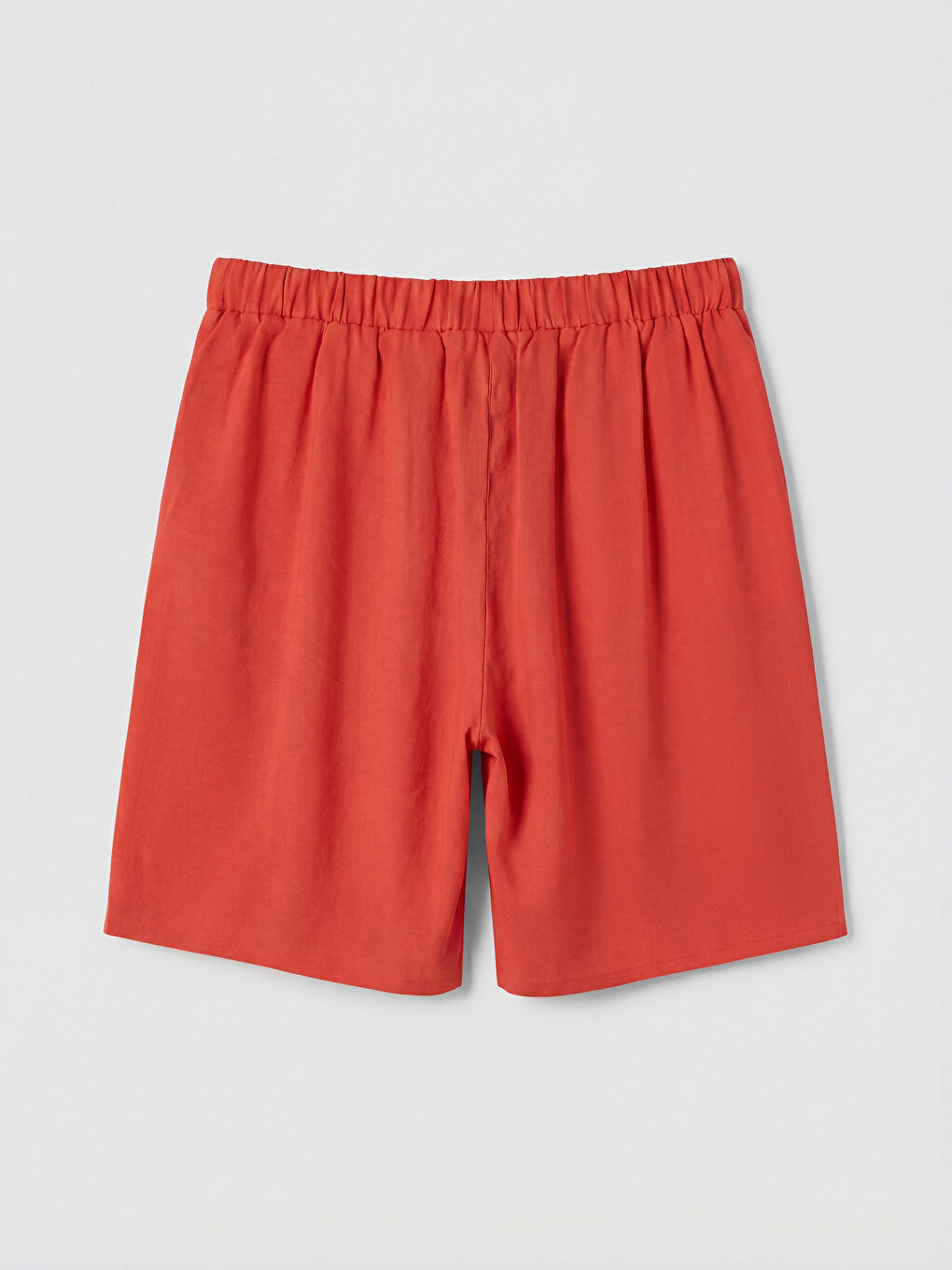 Turuncu Beli Lastikli Kadın Pileli Şort-1