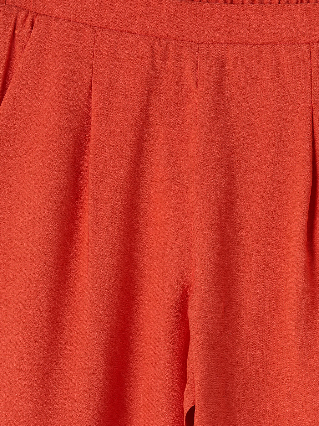 Turuncu Beli Lastikli Kadın Pileli Şort-2