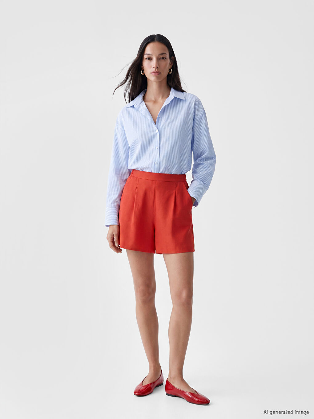 Elastic Waist Women's Pleated Shorts