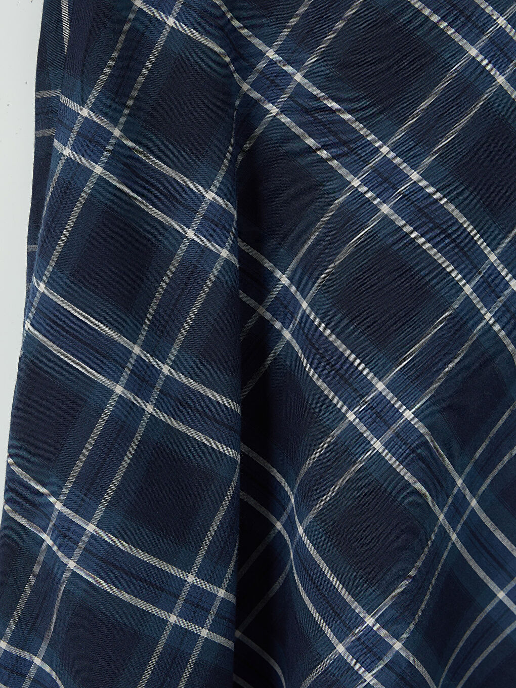 Lacivert Beli Lastikli Ekose Kloş Etek-2