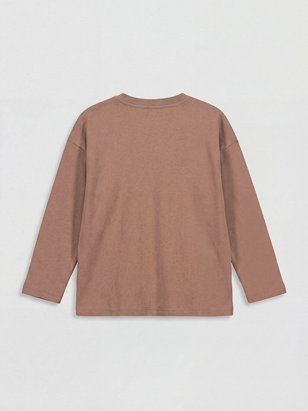 Kahverengi Bisiklet Yaka Nakışlı Erkek Çocuk Tişört-1