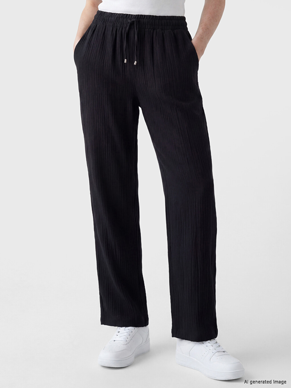 Ženske muslin pantalone sa elastičnim strukom-1