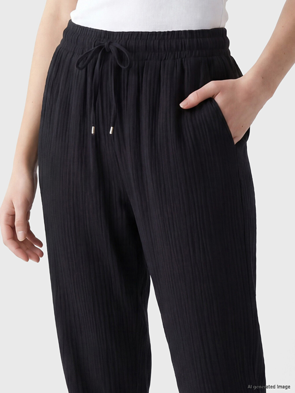 Ženske muslin pantalone sa elastičnim strukom-2
