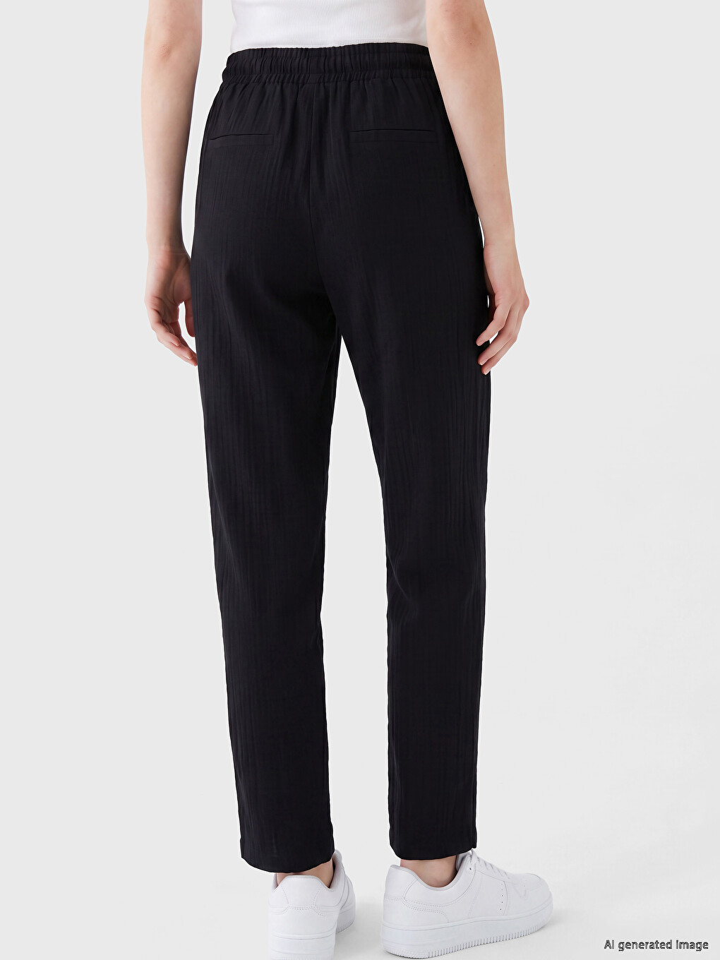 Ženske muslin pantalone sa elastičnim strukom-3