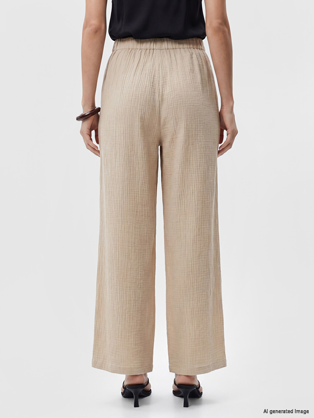 Elastic Waist Textured Women's Trousers-3