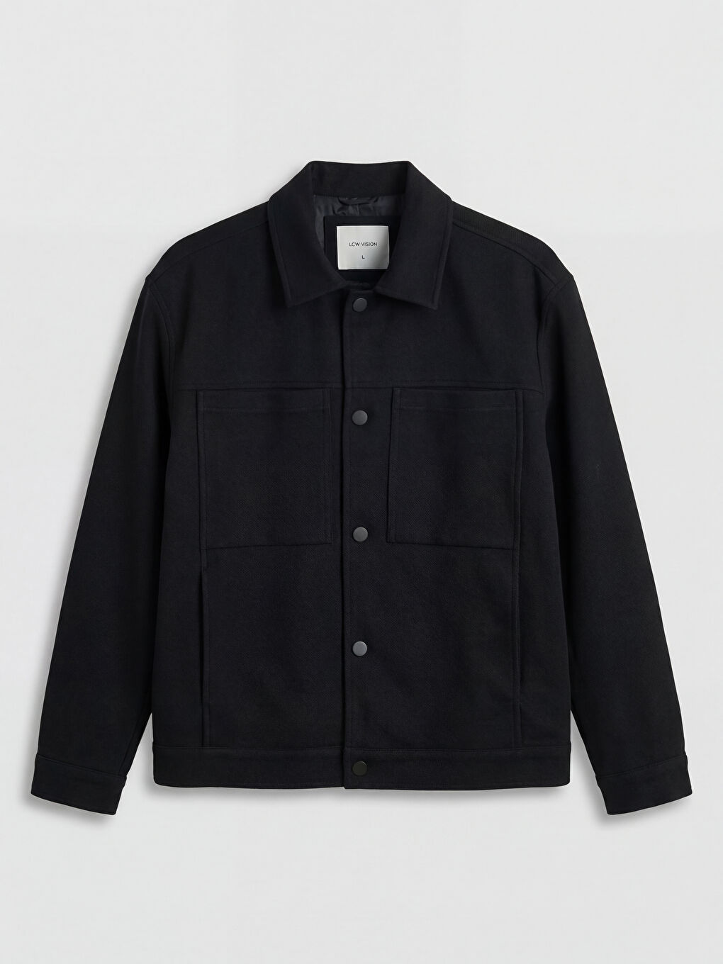 Siyah Loose Fit Gömlek Yaka Erkek Ceket