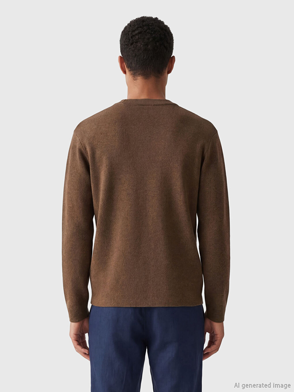 Kahverengi Standart Kalıp V Yaka Erkek Triko Hırka-2