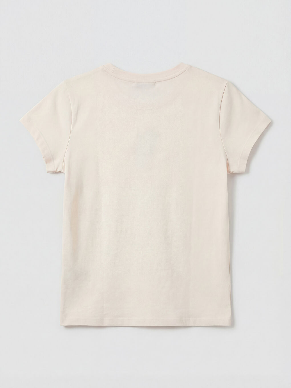 Pembe Bisiklet Yaka Baskılı Kadın Tişört-1