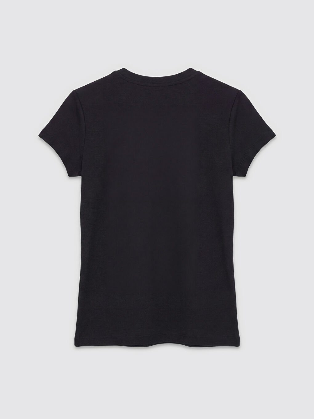 Antrasit Bisiklet Yaka Çiçek Baskılı Kadın Tişört-4