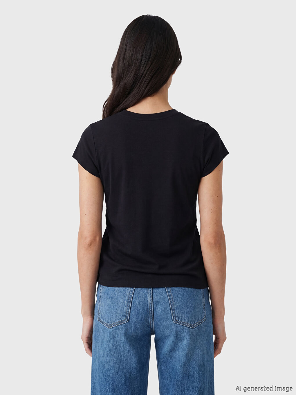 Antrasit Bisiklet Yaka Çiçek Baskılı Kadın Tişört-2