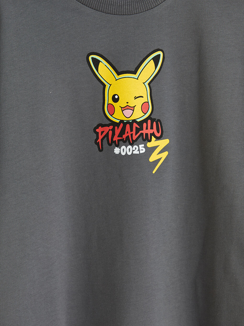 Gri Pikachu Baskılı Erkek Çocuk Tişört-2