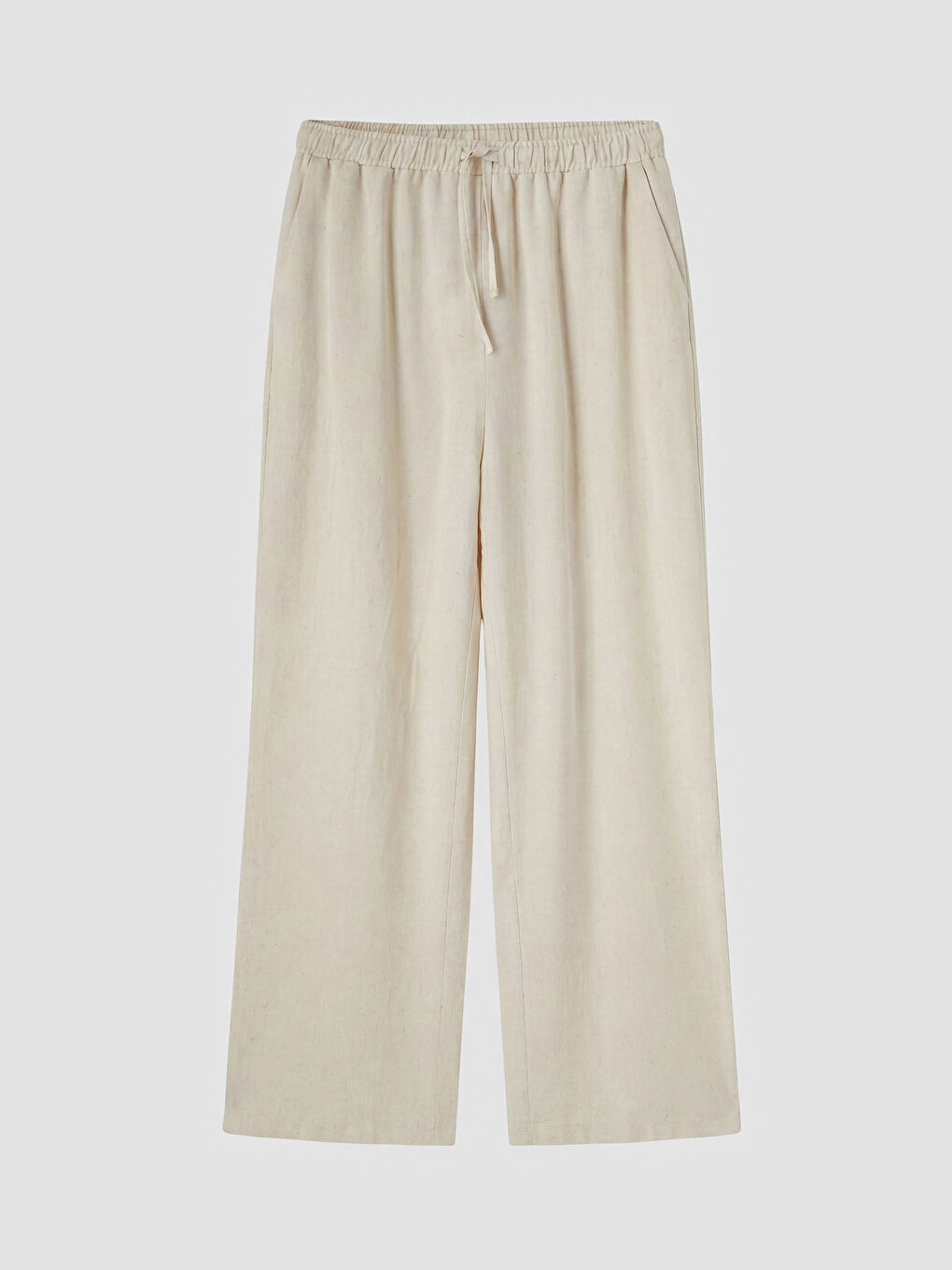 Bej Keten Karışımlı Kadın Pantolon