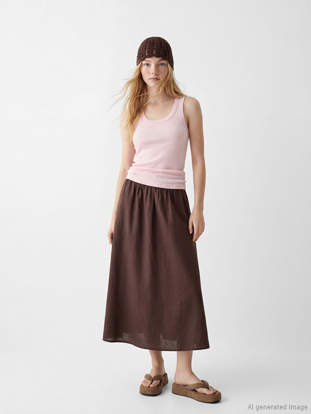 U-ს ფორმის დეკოლტე ქალის უმკლავო მაისური-1