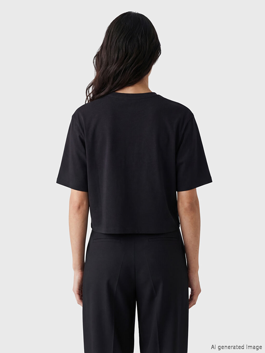 Antrasit Bisiklet Yaka Taşlı Kadın Tişört-3