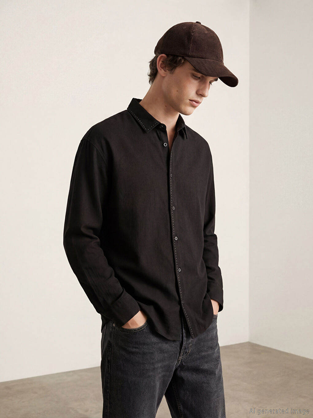 Siyah Regular Fit Erkek Gömlek