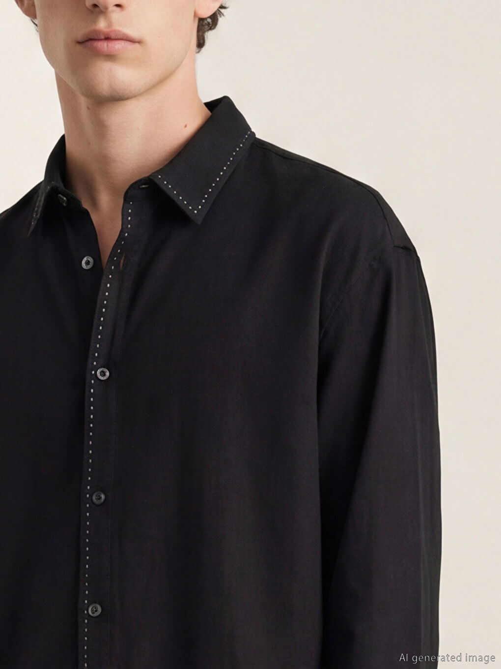 Siyah Regular Fit Erkek Gömlek-2