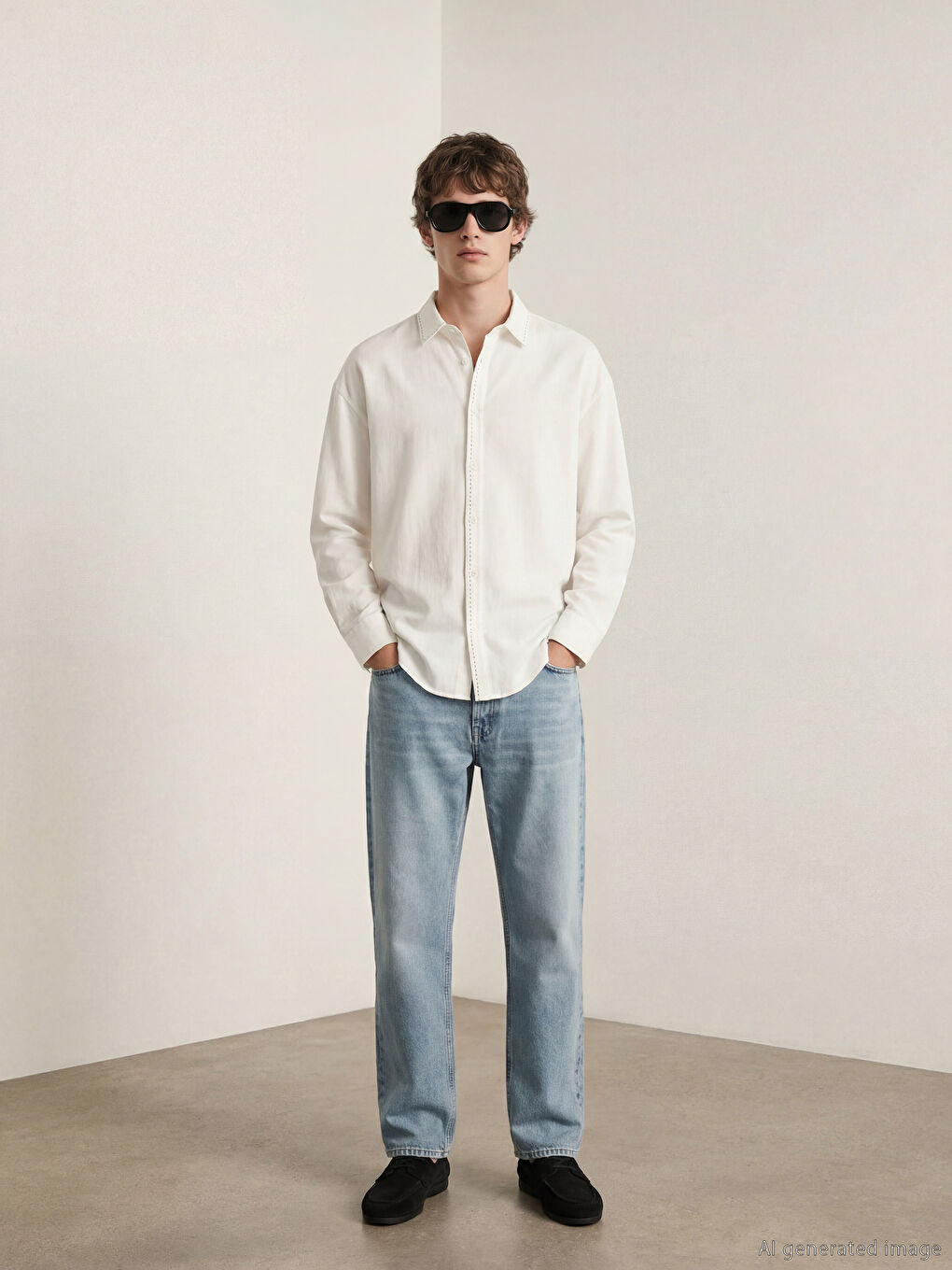 Ekru Regular Fit Erkek Gömlek-1