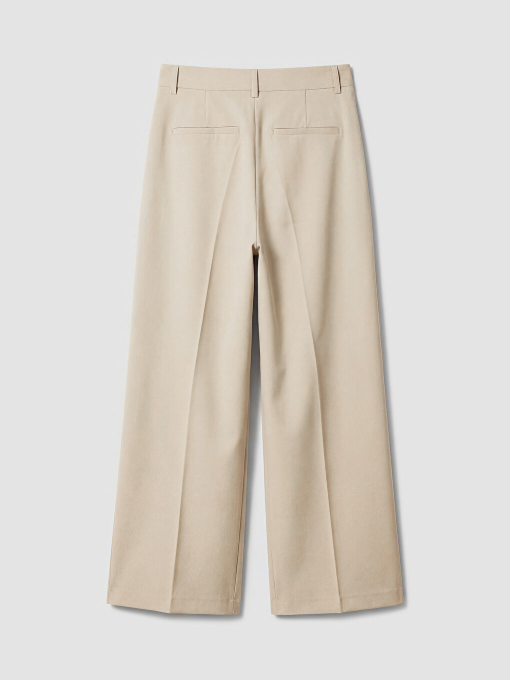 Bej Loose Fit Kadın Pileli Kumaş Pantolon-1