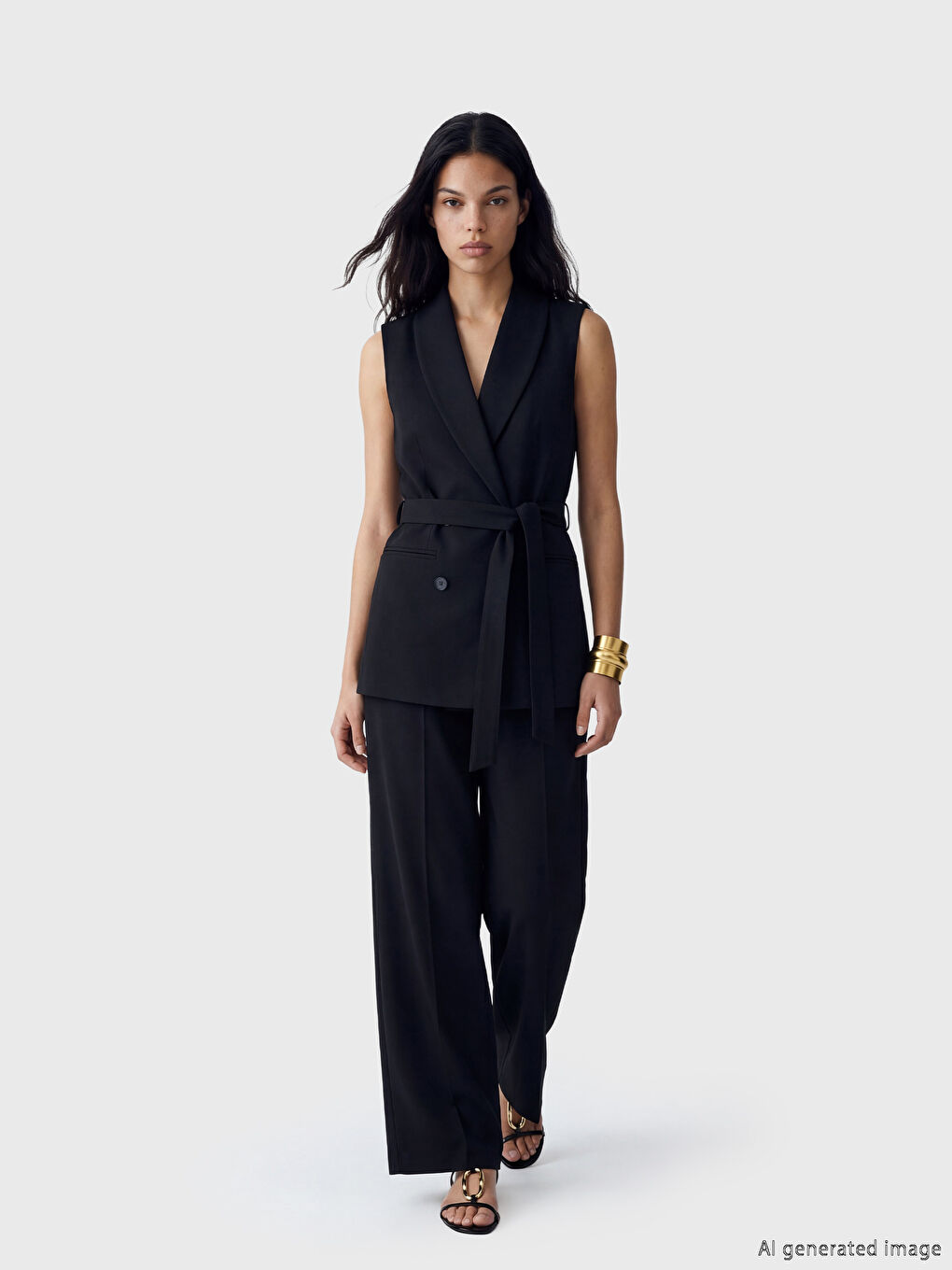 Дамски панталон от плисирана материя с широк крачол и свободна кройка