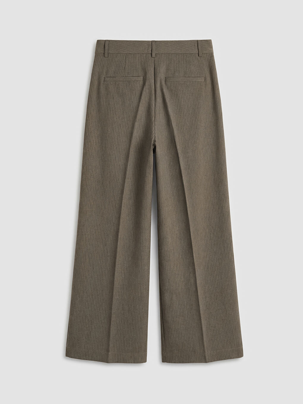 Haki Yüksek Bel Çizgili Kadın Pantolon-1