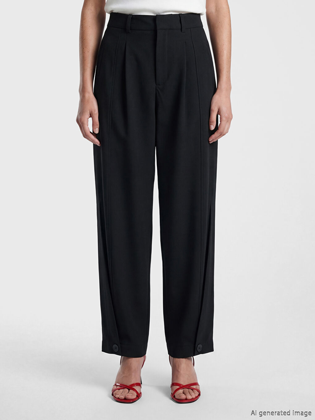 Женские брюки морковного кроя из плиссированной ткани-1