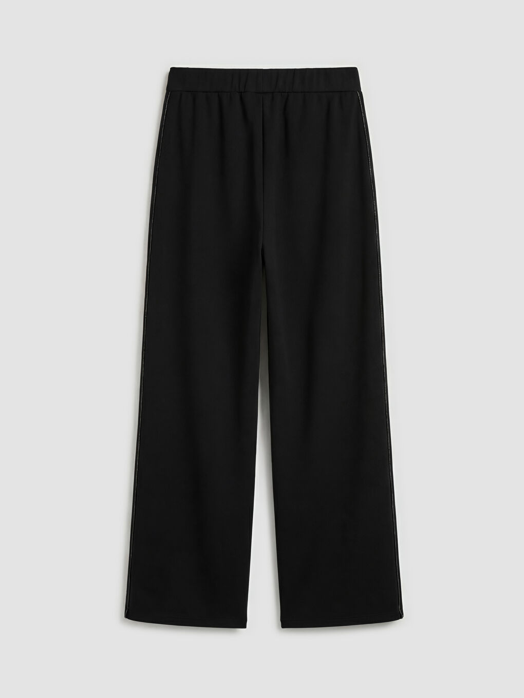 Siyah Beli Lastikli Geniş Paça Kadın Pantolon-1