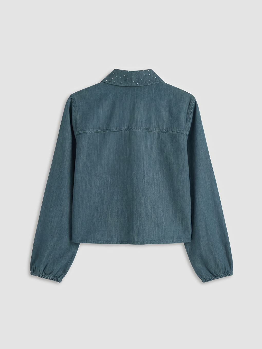 Antrasit Taşlı Kadın Jean Gömlek-1