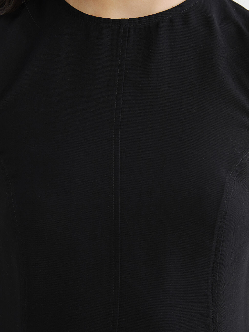 Siyah Bisiklet Yaka Peplum Elbise-2